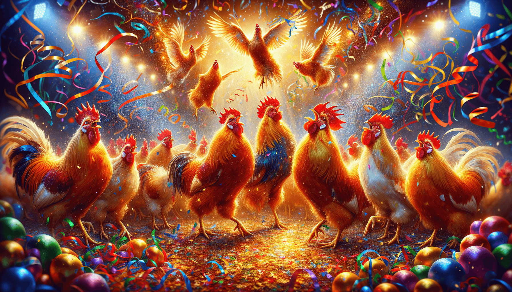 Chickens celebrating victory