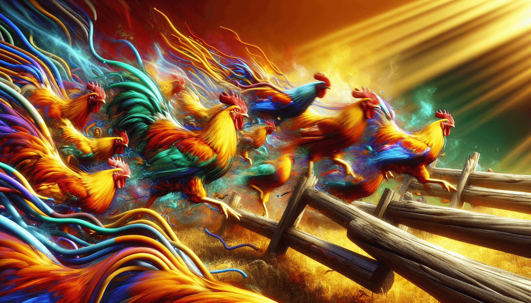 Chickens dodging obstacles