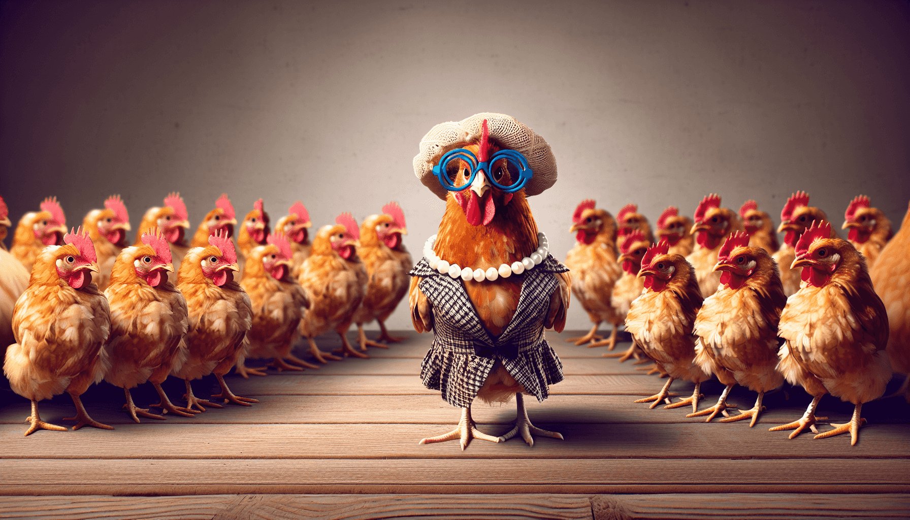 Chicken in a funny outfit